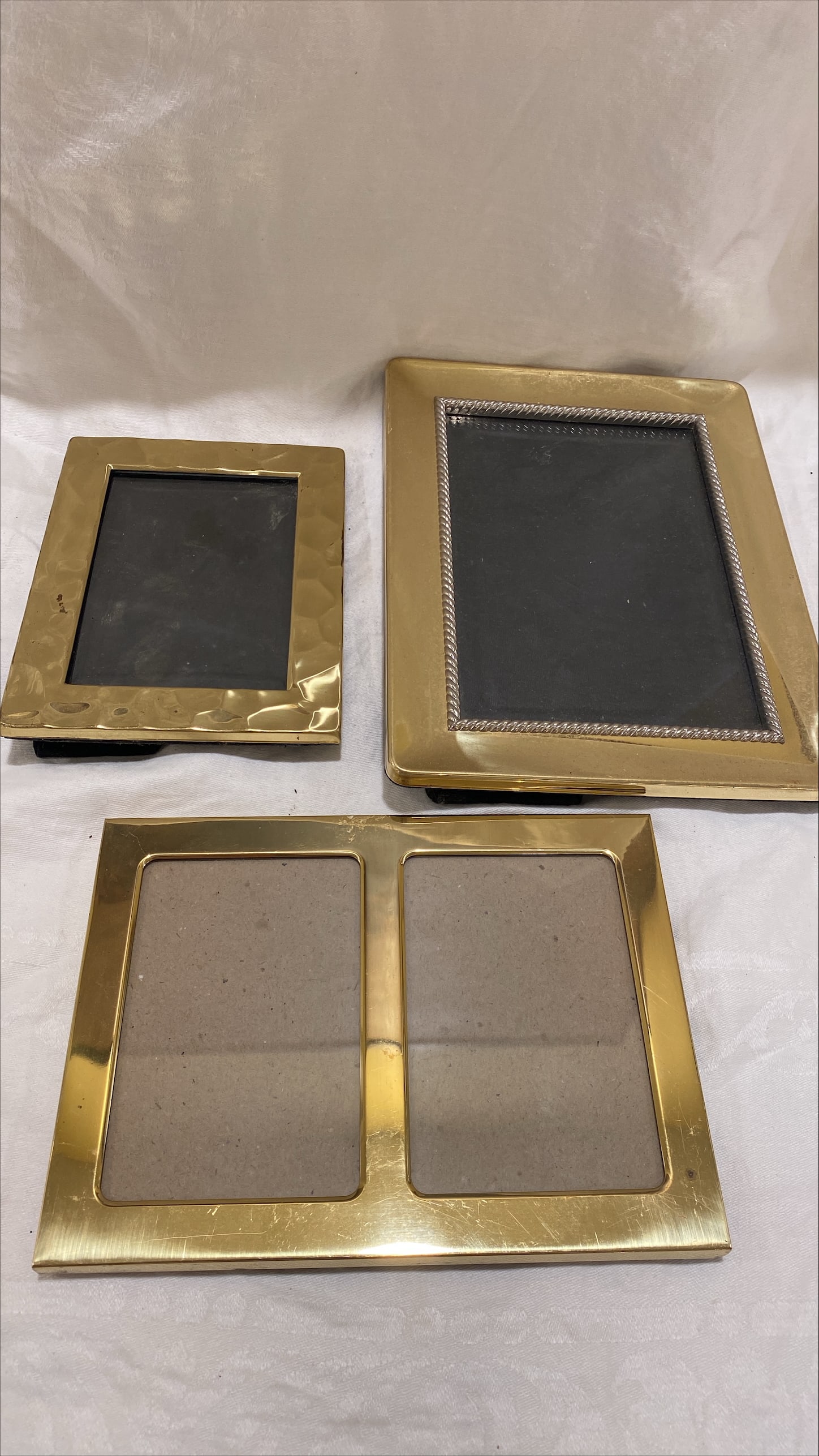 Brass Frames: 3 Brass Frames, different sizes 9"x7"x2"