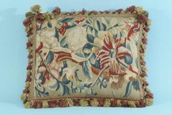 AUBUSSON PILLOW: AUBUSSON PILLOW. Height: 16 in. by Width: 18 in. by Depth: 8 in.