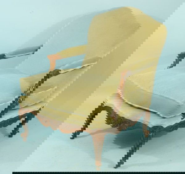 143: ARMCHAIR IN SAGE GREEN UPHOLSTERY