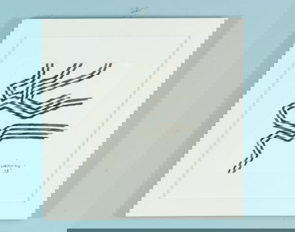 ATTRIBUTED/ASCRIBED TO EDUARDO CHILLIDA-1924-2002: ATTRIBUTED/ASCRIBED TO EDUARDO CHILLILDA (1924-2002), "UNTITLED COMPOSITION" BLACK INK ON PAPER. FRAMED AND MATTED, SIGNED AND MONOGRAMED LOWER RIGHT. Height: 8 1/4 in. by Width: 8 in.