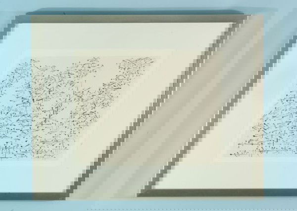 ATTRIBUTED TO DAVID SMITH "UNTITLED COMPOSITION": ATTRIBUTED TO DAVID SMITH (1906-1965) "UNTITLED COMPOSITION" BLACK INK DRAWING. FRAMED AND MATTED. Height: 9 1/2 in. by Width: 12 1/2 in.