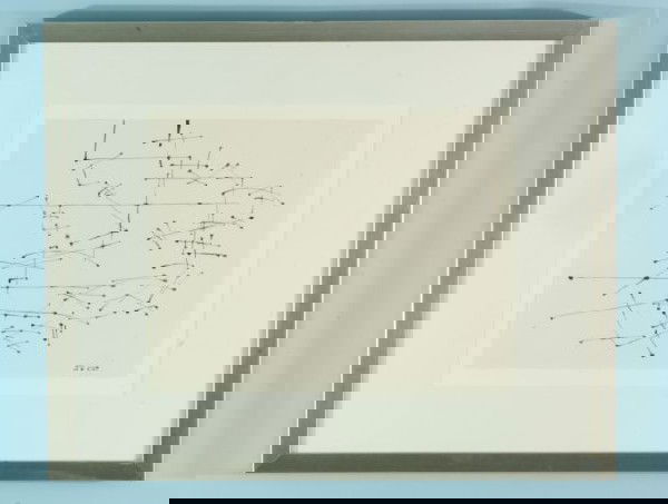 ATTRIBUTED TO DAVID SMITH "UNTITLED COMPOSITION": ATTRIBUTED TO DAVID SMITH (1906-1965) "UNTITLED SCULPTURE STUDIES" BLACK INK DRAWING. FRAMED AND MATTED. Height: 9 1/2 in. by Width: 12 1/4 in.