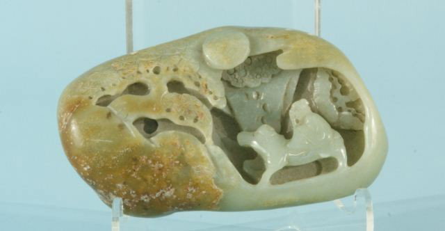 CARVED JADE FEATURING ARABIAN KNIGHTS: CARVED JADE FEATURING ARABIAN KNIGHTS. Height: 3 1/4 in. by Width: 5 3/4 in. by Depth: 1 3/4 in.