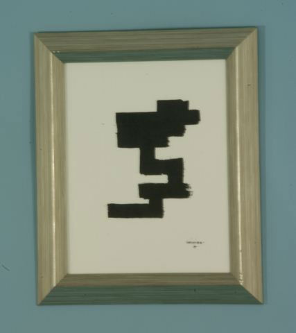 EDUARDO CHILLIDA "UNTITLED ABSTRACT" INK DRAWING: ATTRIBUTED TO EDUARDO CHILLIDA (1926-2002) "UNTITLED ABSTRACT" INK DRAWING. SILVER FRAME AND MATTED. SIGNED LOWER RIGHT. Height: 18 and 13 1/2 in. by Width: 14 1/2 and 10 1/2 in.