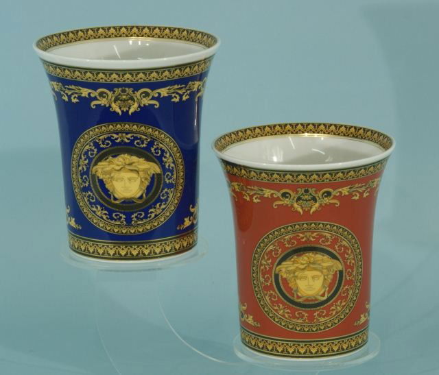 TWO VERSACE VASES: TWO VERSACE VASES. Height: 7 in. by Width: 6 in. by Depth: 6 in.