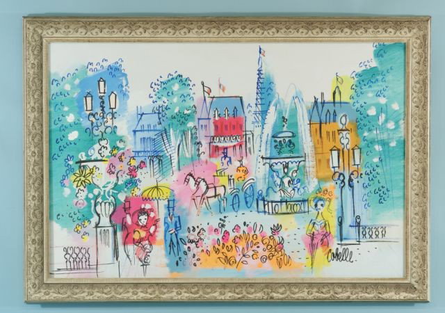 CHARLES COBELLE "PARISIAN STREETS" OIL ON CANVAS: CHARLES COBELLE (FRENCH, 1902-1994) "PARISIAN STREET SCENE" OIL ON CANVAS. GILT FRAME, SIGNED LOWER RIGHT. Height: 30 and 23 1/2 in. by Width: 40 1/2 and 35 1/2 in.