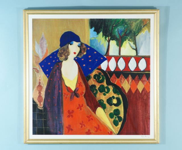 "INDIGO CHAPEAU" PRINT BY ITZCHAK TARKAY: "INDIGO CHAPEAU" PRINT BY ITZCHAK TARKAY Height: 25 in. by Width: 25 in. by Depth: 1 IN.