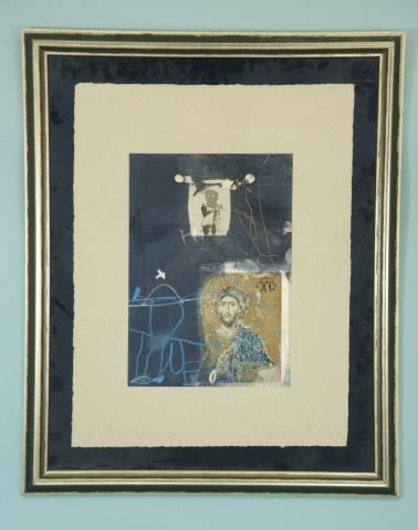 JAMES HAVARD "AH. P. S." MIXED MEDIA: JAMES HAVARD "AH. P. S." MIXED MEDIA. GILT FRAME AND MATTED, SIGNED BOTTOM LEFT. Height: 33 and 16 1/2 in. by Width: 27 and 11 1/2 in.