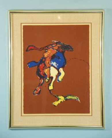 FRITZ SHOLDER "BIRD INDIAN" COLOR LITHO #38/50: FRITZ SHOLDER "BIRD INDIAN" COLOR LITHOGRAPH EDITION NUMBER 38/50. Height: 40 and 31 in. by Width: 32 1/2 and 22 in. by Depth: 1 1/2 in.