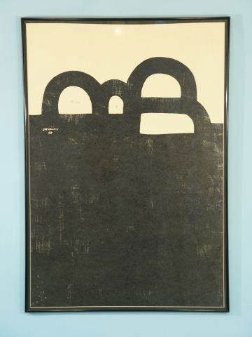EDUARDO CHILLIDA "CHICAGO" LITHOGRAPH, #91/100: EDUARDO CHILLIDA "CHICAGO" LITHOGRAPH, EDITION NUMBER 91/100. Height: 40 in. by Width: 27 in.