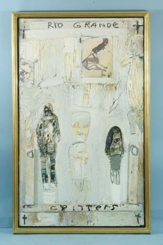 JAMES HAVARD "RIO GRANDE CRITTERS" COLLAGE/CANVAS: JAMES HAVARD "RIO GRANDE CRITTERS" COLLAGE ON CANVAS. Height: 60 in. by Width: 36 in.