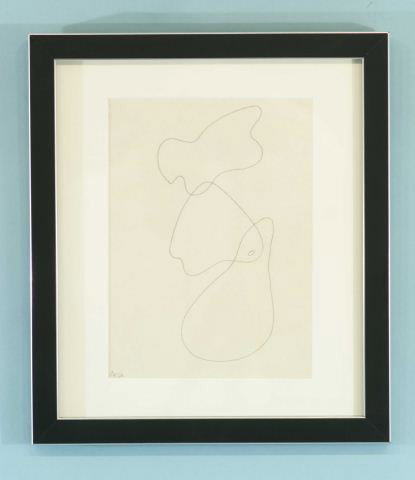 JEAN ARP "ABSTRACT DRAWING" PENCIL CHARCOAL: ATTRIBUTED TO JEAN ARP (1887-1966) "ABSTRACT DRAWING" PENCIL/CHARCOAL. FRAMED AND MATTED. Height: 15 1/2 and 10 1/2 in. by Width: 13 1/2 and 7 1/2 in.