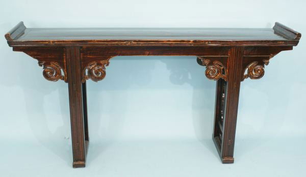 CHINESE LACQUERED ALTAR TABLE: CHINESE LACQUERED ALTAR TABLE. Height: 38 in. by Width: 73 in. by Depth: 15 1/4