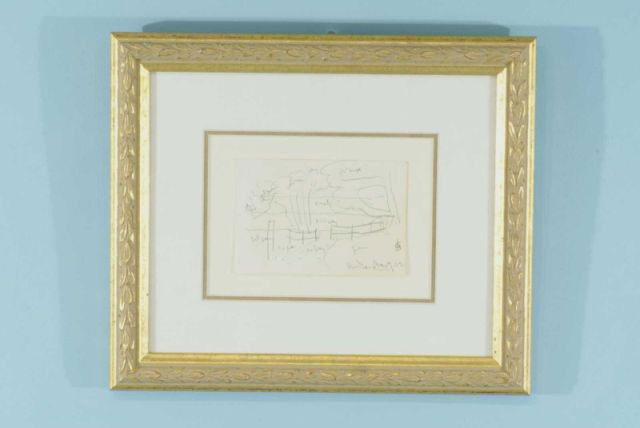 OSCAR BLUEMNER "HUDSON RIVER" PENCIL DRAWING: ATTRIBUTED TO OSCAR BLUEMNER (German-American June 21, 1867 – January 12, 1938) "HUDSON RIVER" PENCIL DRAWING. GILT FRAMED AND MATTED, SIGNED LOWER RIGHT. PROVENANCE: HIRSCHL & ADLER GALLERIES. Heig