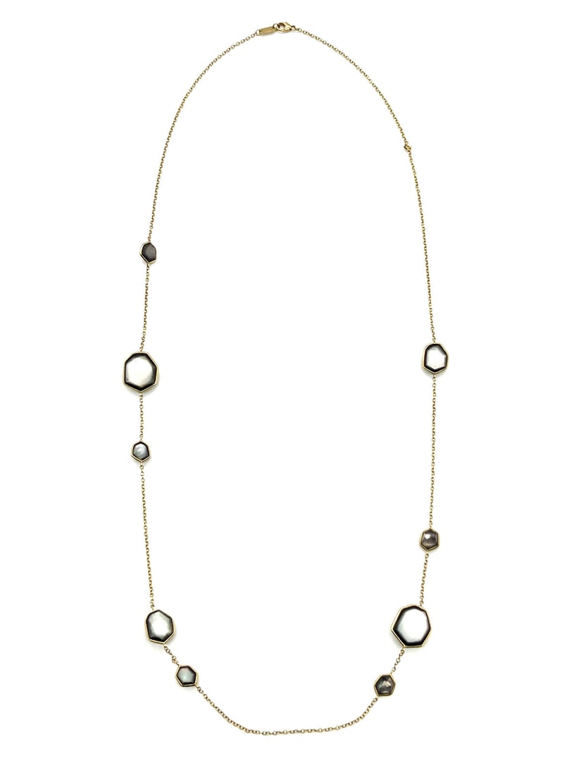Ippolita 18k Gold necklace with shaped stones Rock Candy: Ippolita 18k Gold necklace with shaped stones Rock CandyOver a yard long, this stone-studded chain can be wornany way you like. From the Rock Candy® Collection.18-karat yellow gold.Round and oval mot