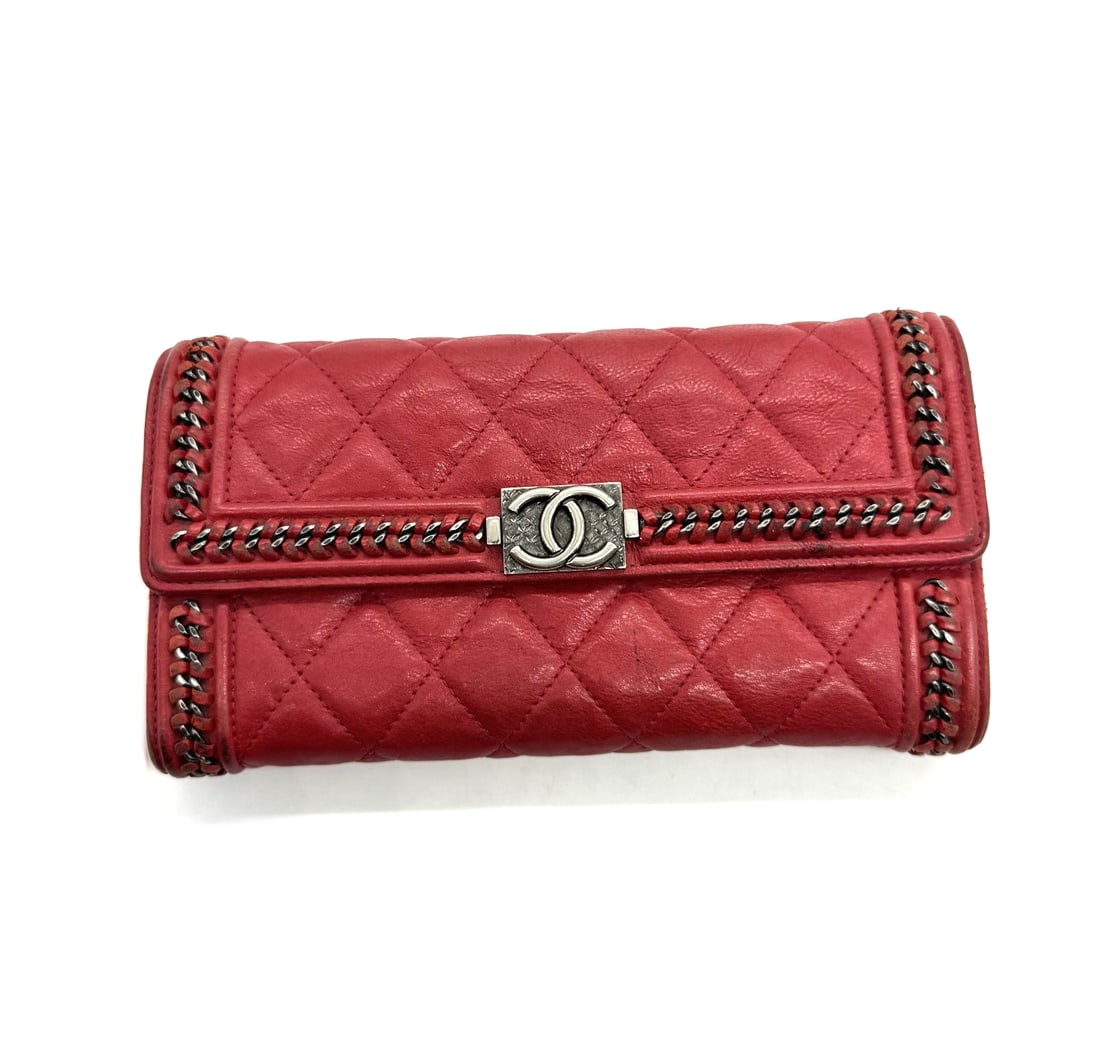 Chanel Red Quilted Caviar Boy Flap Wallet (1 of 5)