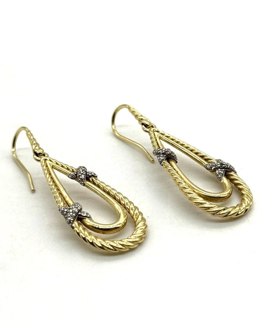 David Yurman Drop Earrinfgs 18Kt Yellow Gold with Diamonds (1 of 6)