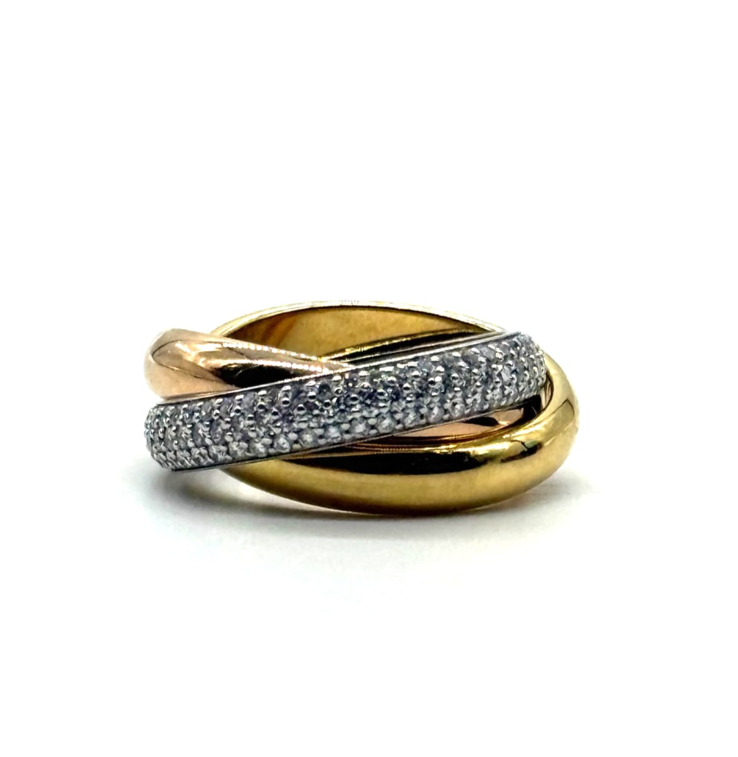Cartier Trinity Classic 18K Yellow, White, Rose Diamond Ring (1 of 4)