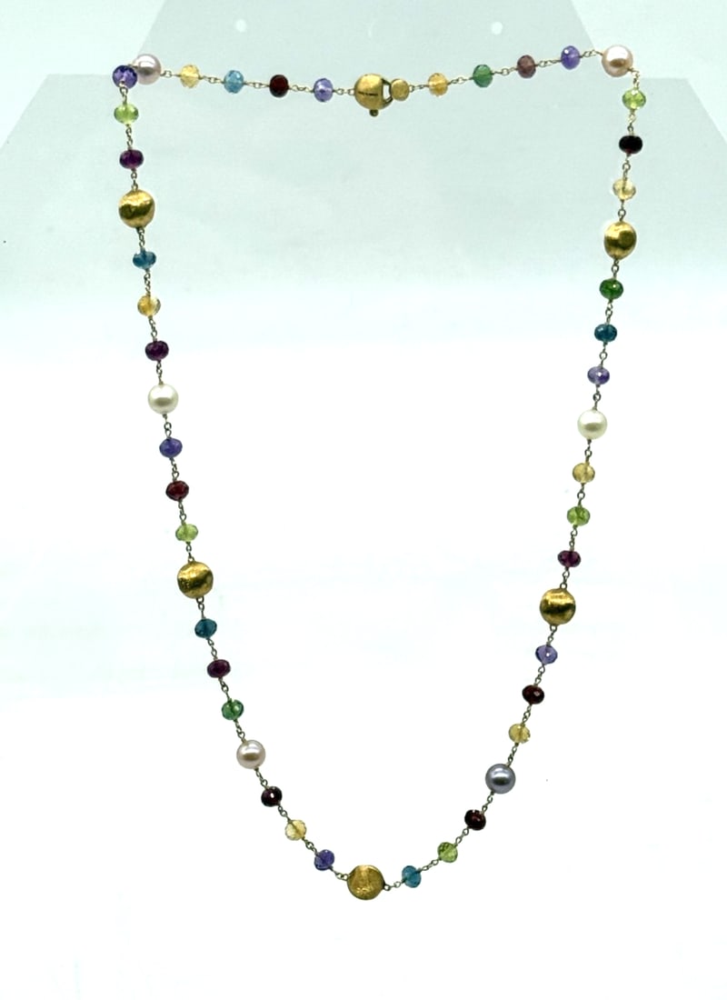 Marco Bicego Paradise Mix Gemstone Necklace in 18K Yellow Gold (1 of 4)