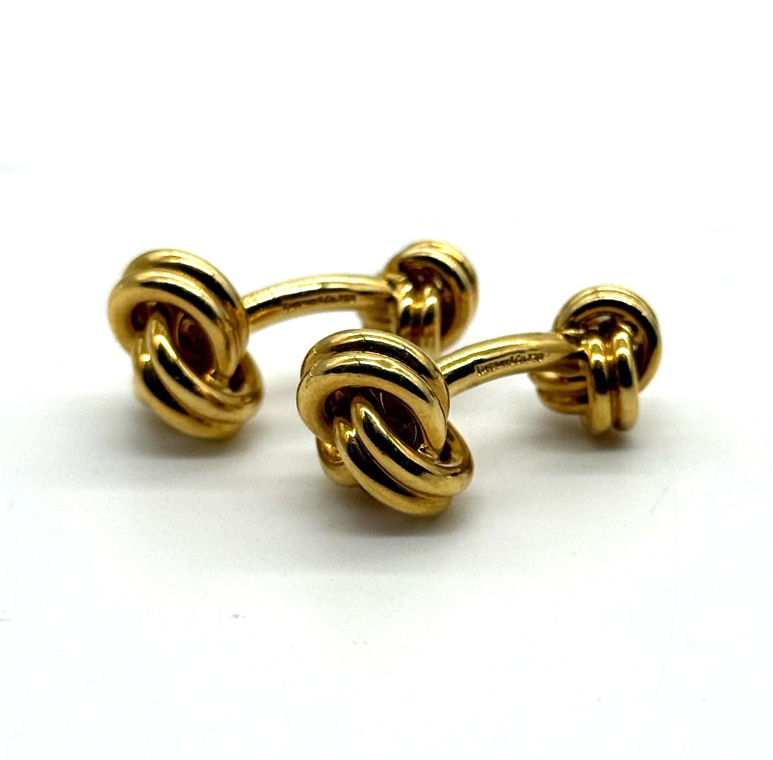 Vintage Tiffany & Co. Large Yellow Gold 18KT Knot Cufflinks (1 of 5)