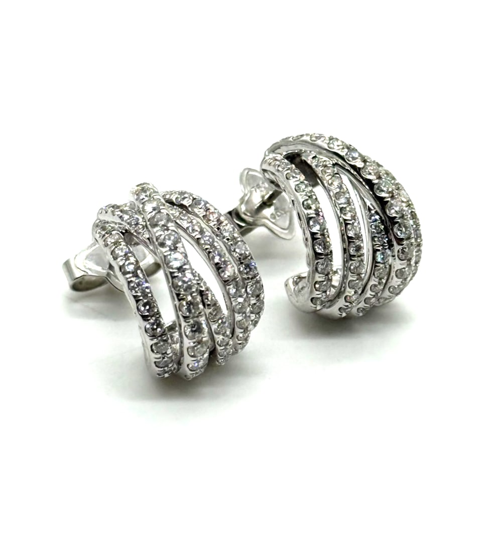 David Yurman Pave Crossover Shrimp Earrings 18K White Gold with Diamonds, 15.8m (1 of 6)