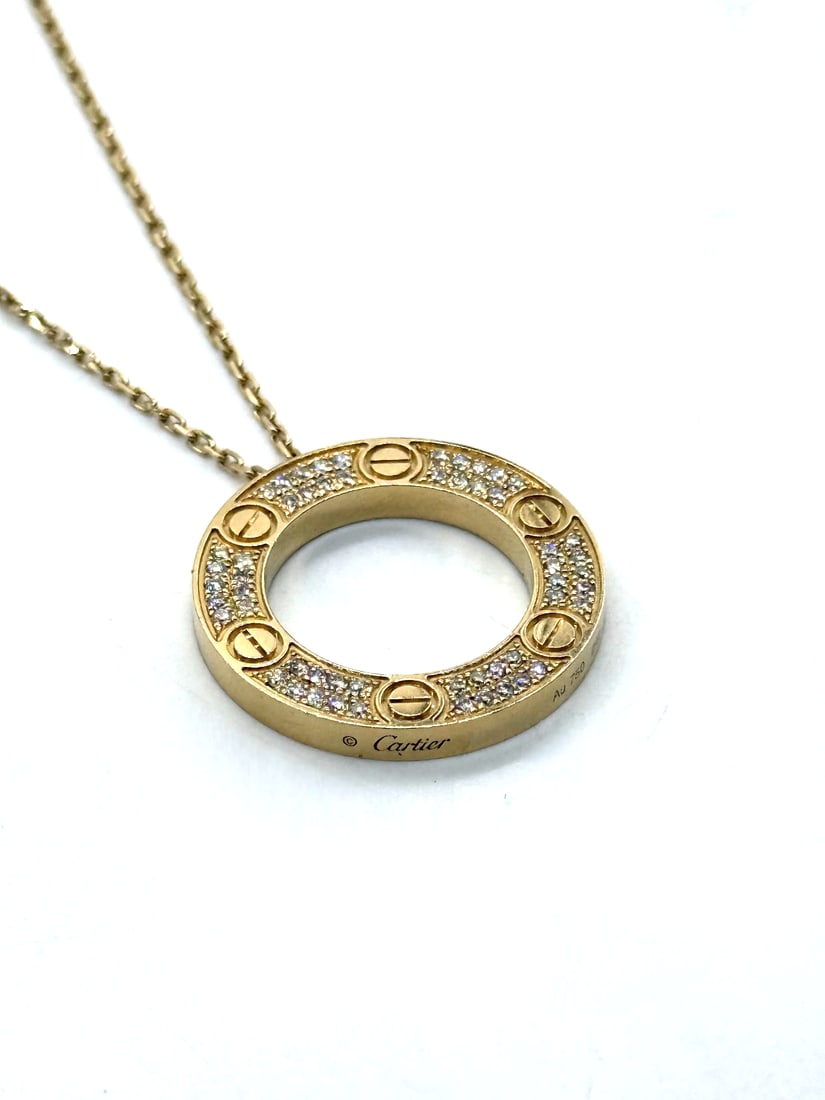 Cartier Love Necklace Pave Diamond Pendant 18Kt Yellow Gold (1 of 5)