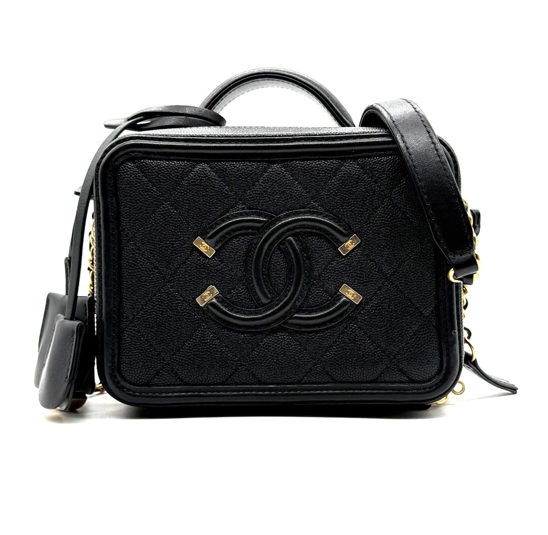 Chanel Caviar Quilted Small CC Filigree Vanity Case Black (1 of 8)