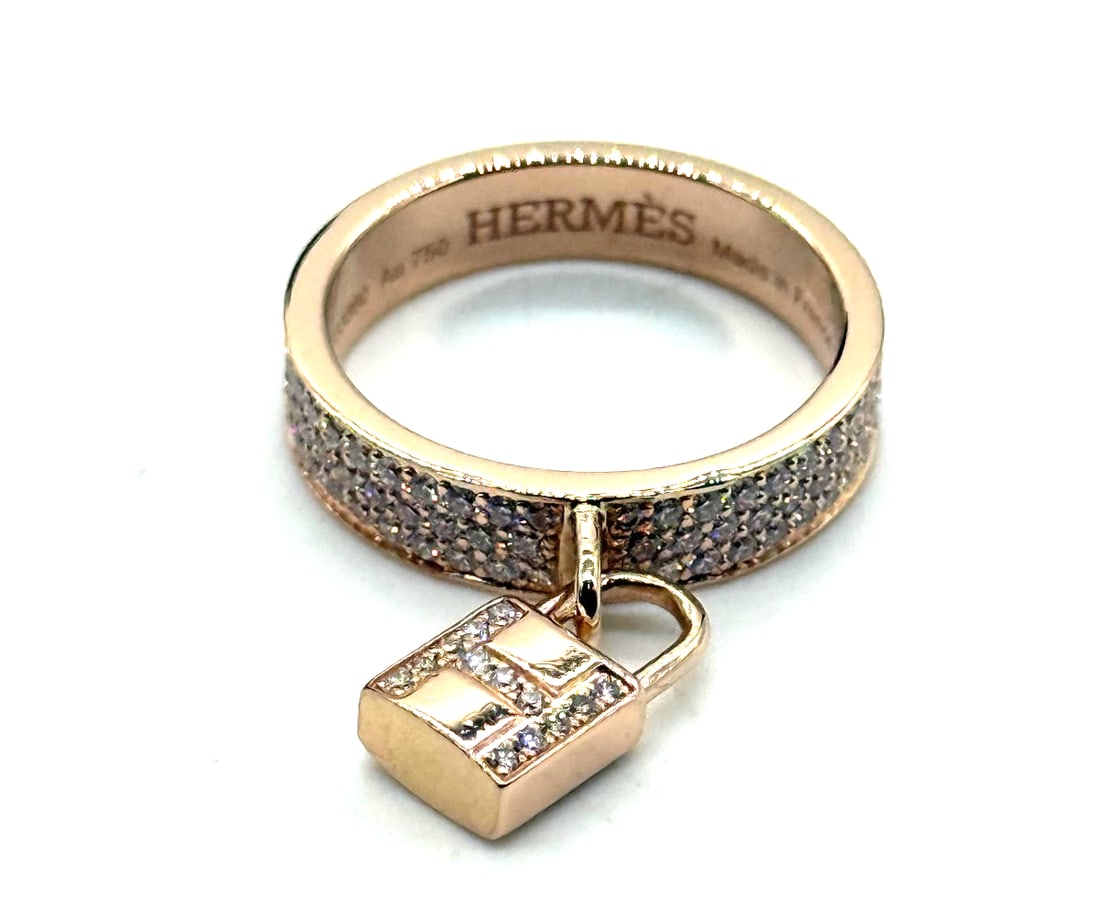 Hermes Diamond Kelly Clochette ring, medium model 18kt Rose Gold (1 of 5)