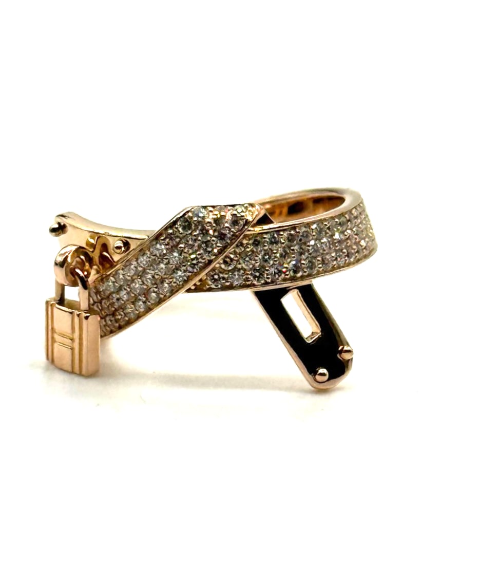 Hermes Kelly Gavroche Diamond 18k Rose Gold Ring: Hermes Kelly Gavroche Diamond 18k Rose Gold Ring