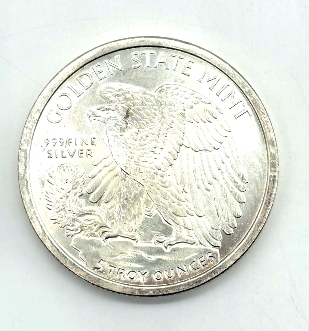 5 Troy Ounce .999 Fine Silver Rounds Golden State Mint | Bullion (1 of 2)
