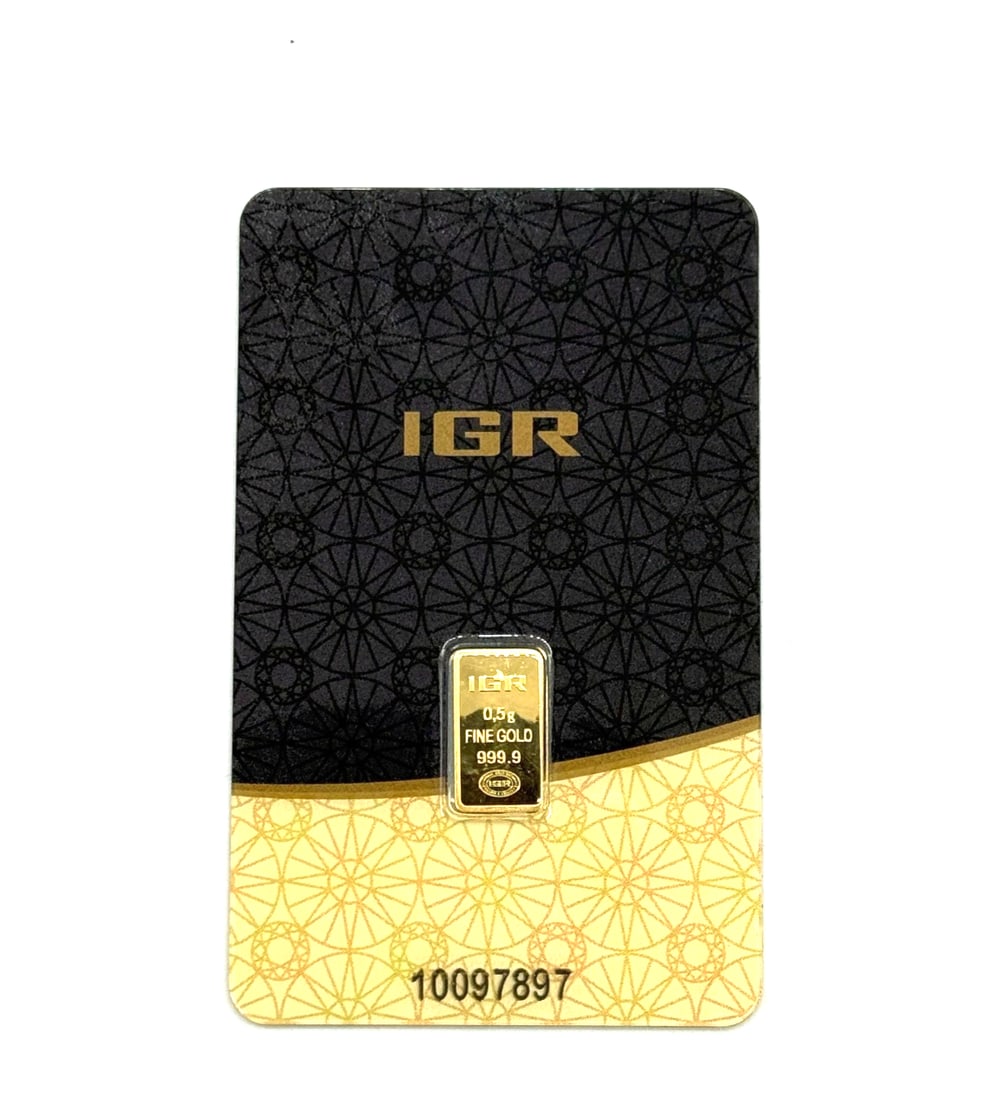 1/2 Gram Istanbul Gold Refinery (IGR) Bar .9999 Fine (in Assay): The product is a 1/2 gram Istanbul Gold Refinery (IGR) bar made of .9999 fine gold. This bar is a valuable investment piece for those interested in gold bullion. The IGR brand ensures quality and auth