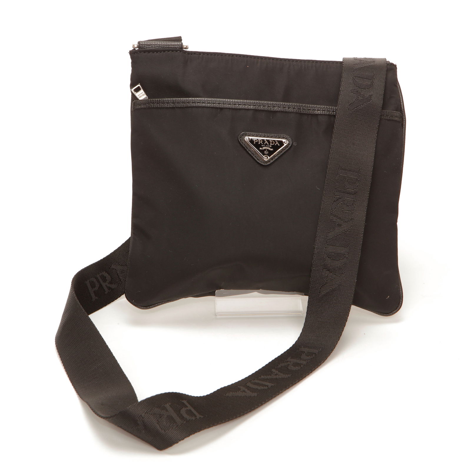 Prada Black Nylon Crossbody Bag with Logo Strap (1 of 12)