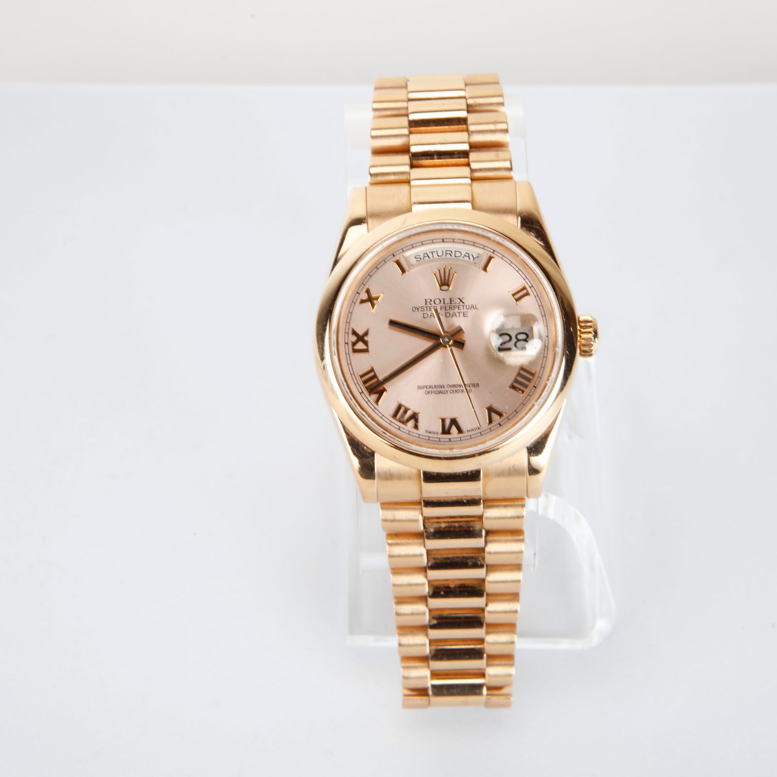 ROLEX 36mm 18kt Rose Gold Day Date President Rose Roman Model 118205 (1 of 12)