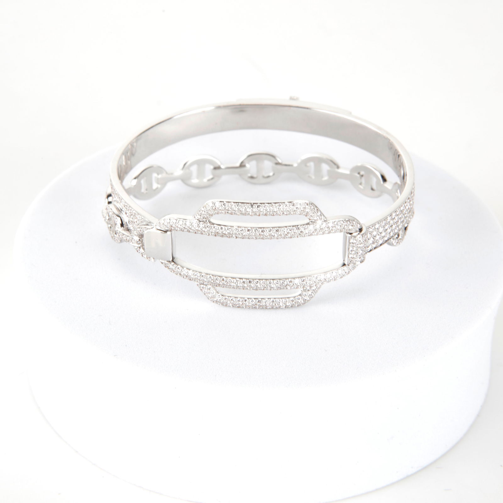 Hermès Bangle Kelly Diamond Pavé 18K White Gold Bracelet – 6.58 CT (1 of 14)