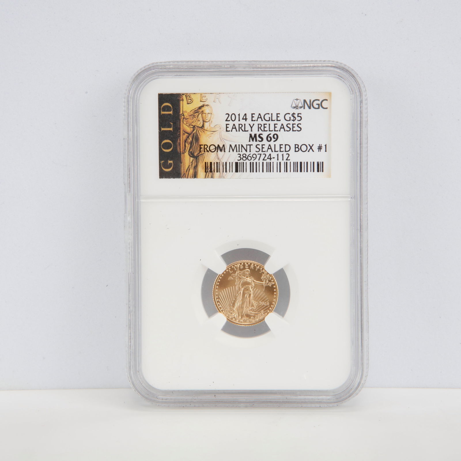 2014 $5 American Gold Eagle – Early Releases – From Mint Sealed Box #1 – NGC MS69 – 1/10 oz (1 of 2)