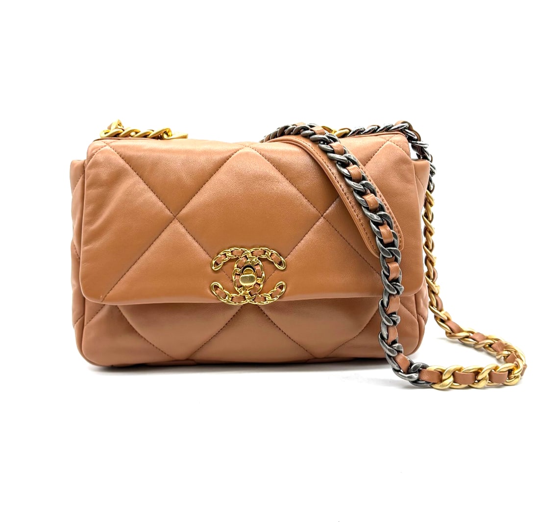 Chanel Lambskin Quilted Medium Chanel 19 Flap Brown (1 of 1)