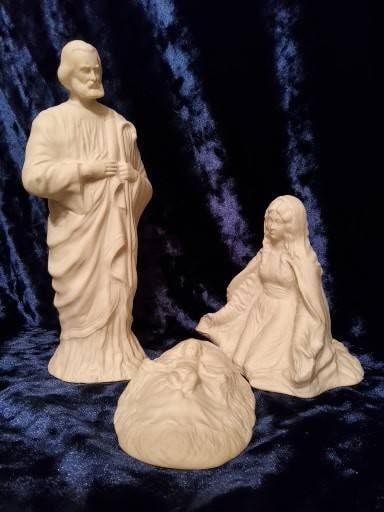Edward Marshall Boehm The First Noel Nativity Set: Edward Marshall Boehm The First Noel Nativity Figurine Collection featuring Joseph, Mary, and Baby Jesus. Made of fine porcelain. Includes original box, informational booklet, and certificate of authe