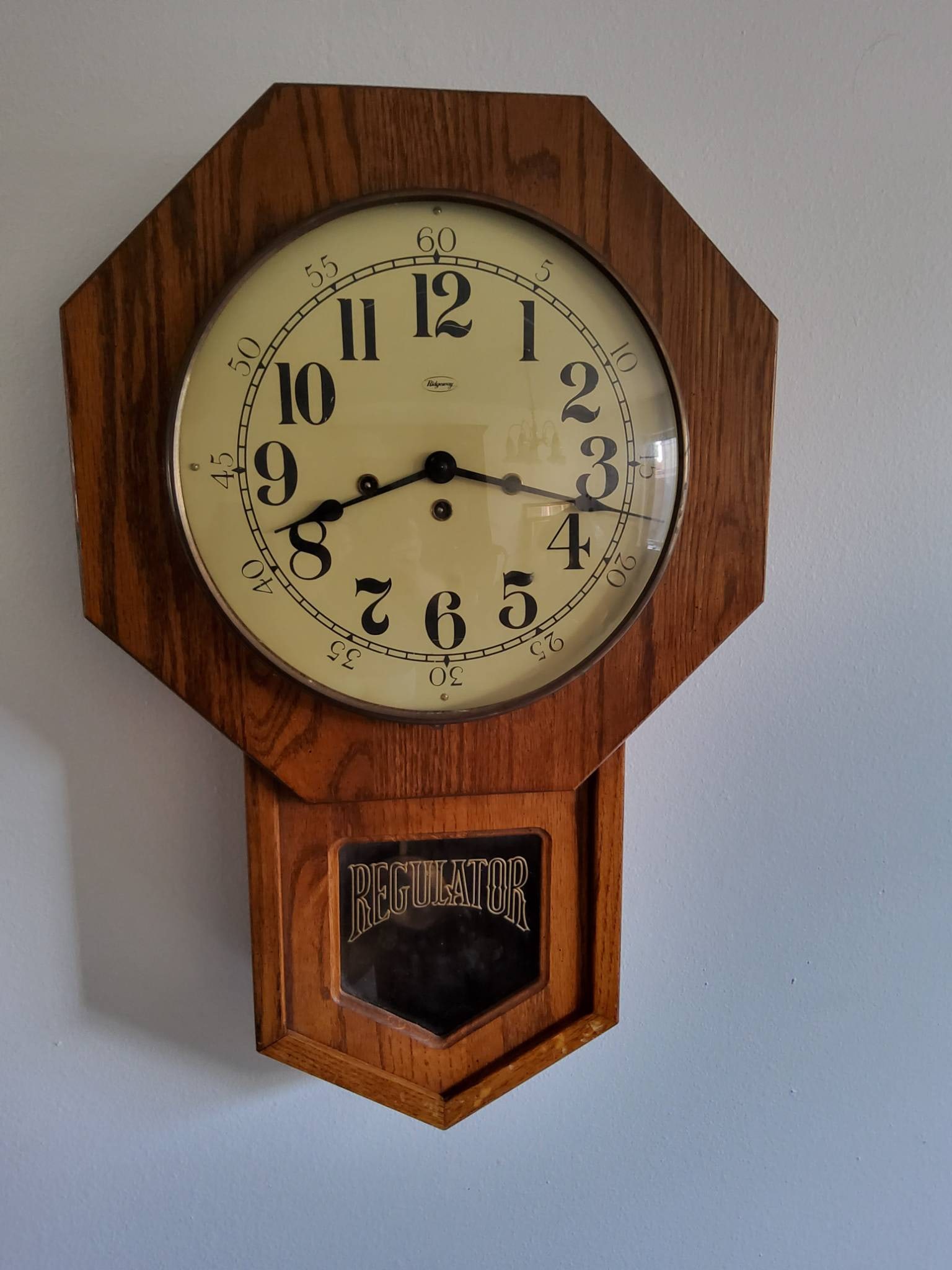 Octagonal Regulator Wall Clock With Wooden Case (1 of 1)