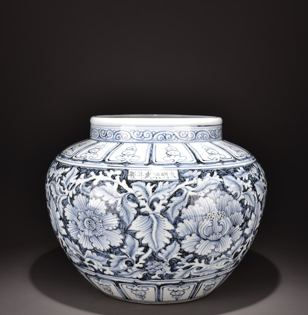 A large pot of Ming Hongwu blue and white peony pattern (1 of 9)