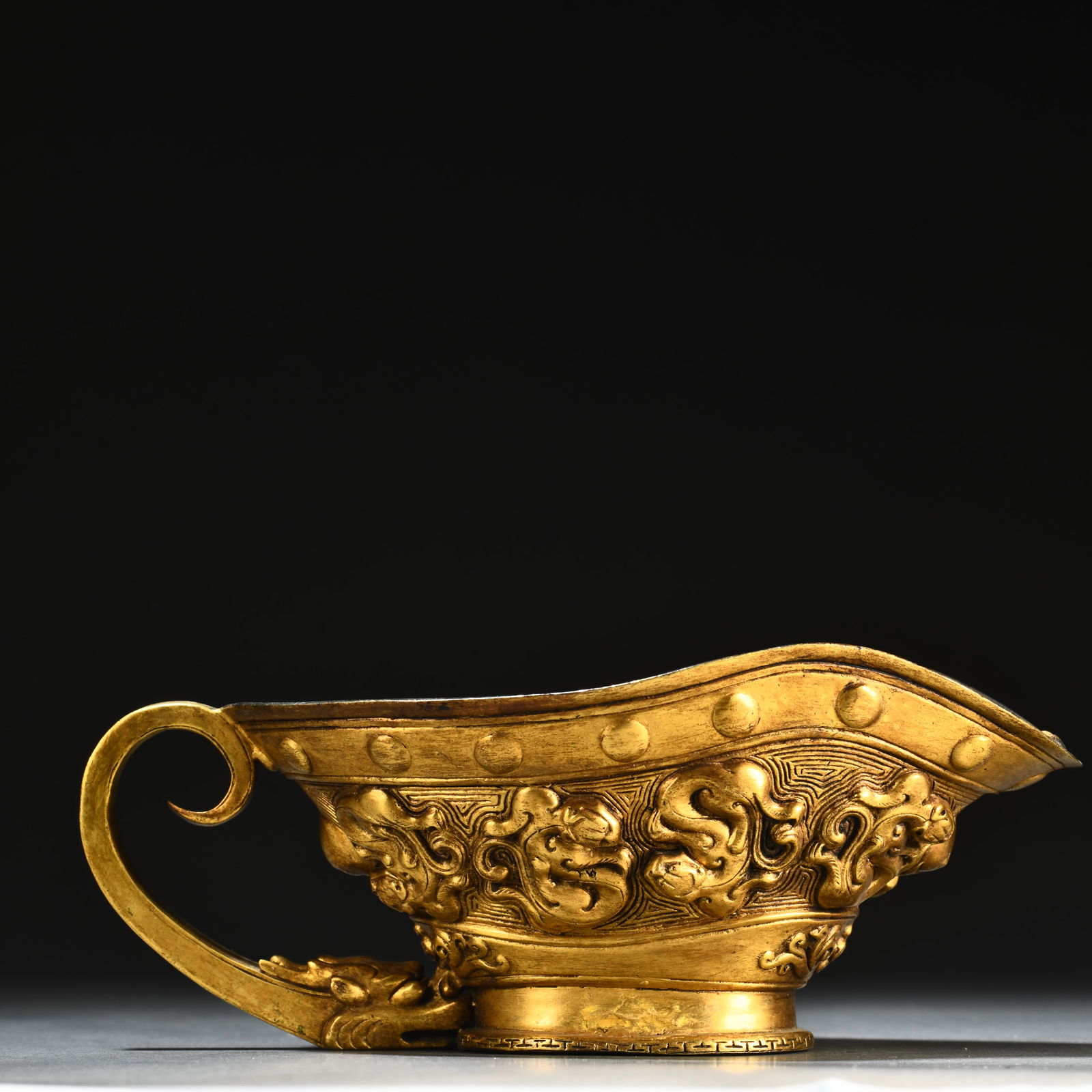 One piece of copper gilt dragon horn cup/dish (1 of 9)