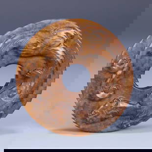 A piece of ancient jade dragon bi: Gao Gu Jade Dragon Size:5.7x1.1cm W:65.2g (The Dimensions Of All Batches Are Manually Measured.If You Need More Detailed Information, Please Contact Our Customer Service Before Bidding.)