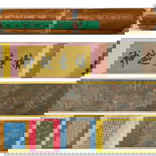 A handscroll of Ding Yunpeng's figure in the Ming Dynasty on silk: Ming Dynasty Ding Yunpeng's figure handscroll on silk Size:37x240cm (The Dimensions Of All Batches Are Manually Measured.If You Need More Detailed Information, Please Contact Our Customer Service Befo