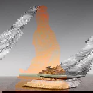 A statue of Guanyin of Shoushan stone: The statue of Guanyin of Shoushan stone Size:10.5x8.5x18 cm W:550g (The Dimensions Of All Batches Are Manually Measured.If You Need More Detailed Information, Please Contact Our Customer Service Befor