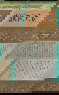 A picture of Wang Zhenpeng of the Yuan Dynasty on silk and a thousand autumns: Yuan Dynasty Wang Zhenpeng silk book thousand autumn stunning picture long scroll Size:H:48cm Full L:670cm (The Dimensions Of All Batches Are Manually Measured.If You Need More Detailed