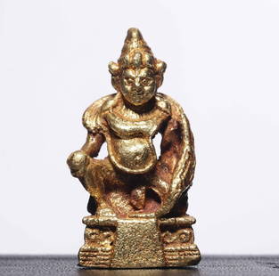 A piece of pure golden God of Wealth in the Ming Dynasty: The pure golden God of Wealth in the Ming Dynasty is a Buddha Size:H:3.4cm L:1.73cm W:1.1cm W:22g (The Dimensions Of All Batches Are Manually Measured.If You Need More Detailed Information, Please