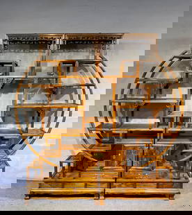 A pair of Qing Dynasty Huanghuali Bogu frames: Qing Dynasty Huanghuali Bogu frame Size:L:194cm H:198cm W:38cm (The Dimensions Of All Batches Are Manually Measured.If You Need More Detailed Information, Please Contact Our Customer Service