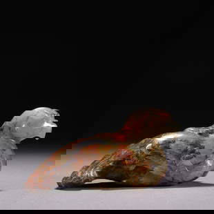 A piece of Han Dynasty high ancient jade Xuanfeng: Han Dynasty Gao Gu Jade Xuanfeng Size:H:4.1cm W:8.3cm W:124.7g (The Dimensions Of All Batches Are Manually Measured.If You Need More Detailed Information, Please Contact Our Customer Service Before Bi