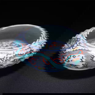 A bucket color dragon pattern water bowl from the Qing Dynasty: Qing Dynasty bucket color dragon pattern water bowl Size: H:5.0x130.7cm (The Dimensions Of All Batches Are Manually Measured.If You Need More Detailed Information, Please Contact Our Customer