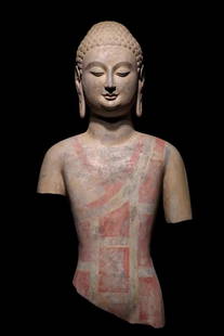 A statue of the Northern Qi Qingzhou Buddha: Northern Qi Qingzhou Buddha statue H: 82cm Total H: 108cm (The Dimensions Of All Batches Are Manually Measured.If You Need More Detailed Information, Please Contact Our Customer Service Before