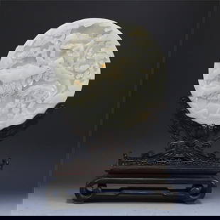 A Qing Dynasty Hetian jade character story poem interstitial: Qing Dynasty Hetian jade character story poem interstitial Size: 34.5x23.5x7cm W:1225g (The Dimensions Of All Batches Are Manually Measured.If You Need More Detailed Information, Please Contact Our Cu